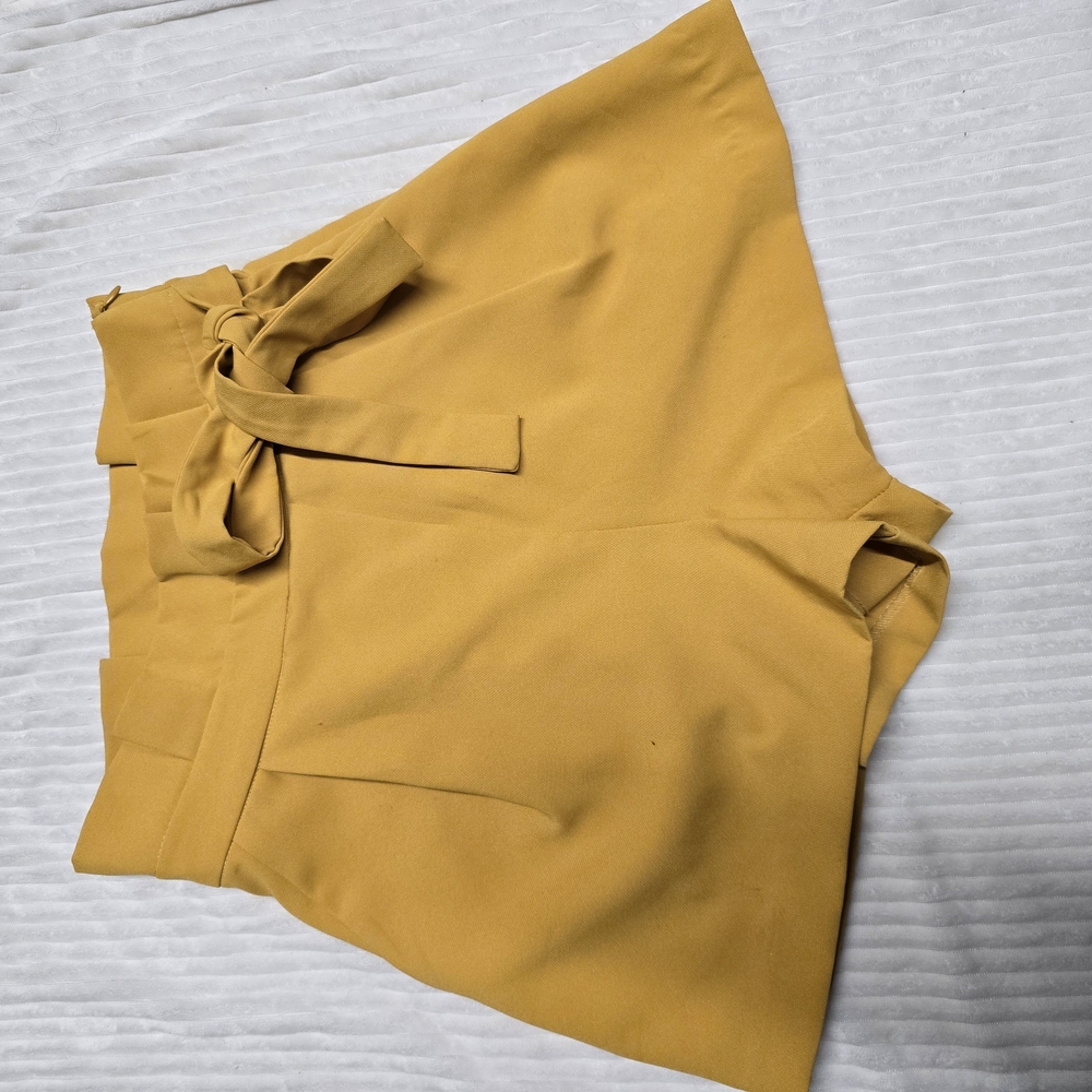 Mustard Yellow High-Waisted Shorts